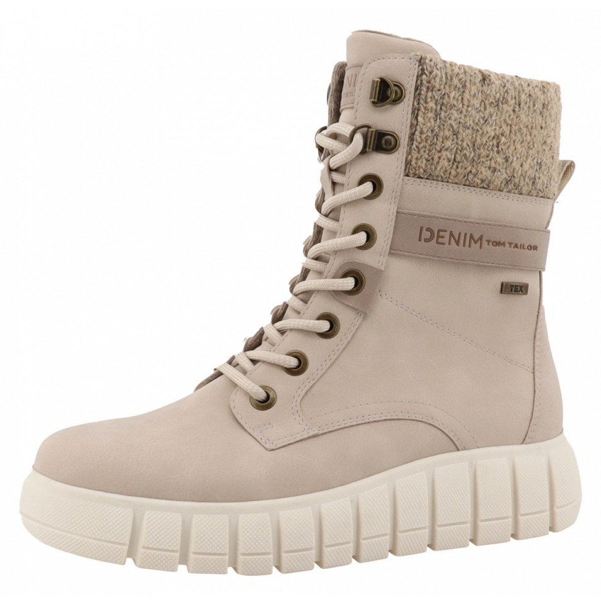 Tom Tailor Schnürstiefel Beige